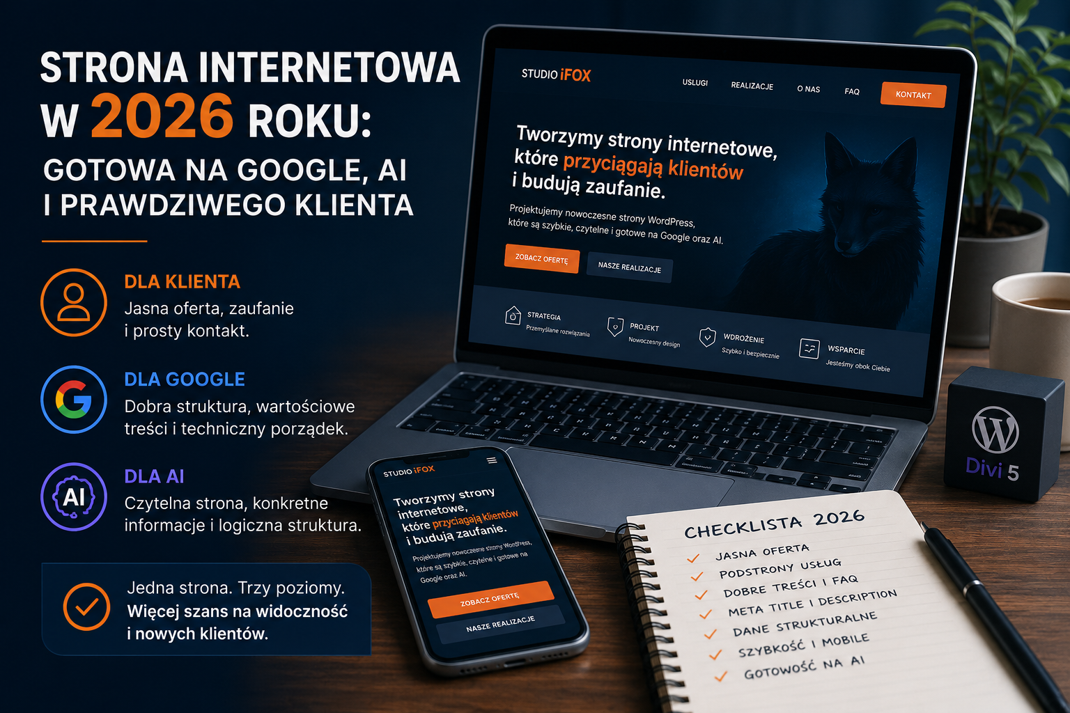 Strona internetowa w 2026 roku: gotowa na Google, AI i prawdziwego klienta Strona internetowa w 2026 roku: gotowa na Google, AI i prawdziwego klienta