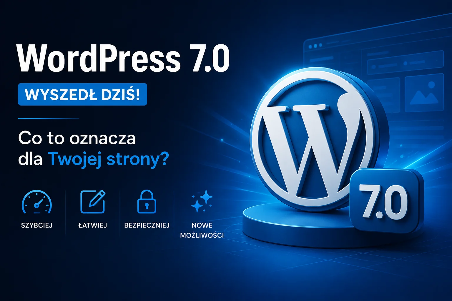 WordPress 7.0 wyszedł dziś. Co to oznacza dla Twojej strony?