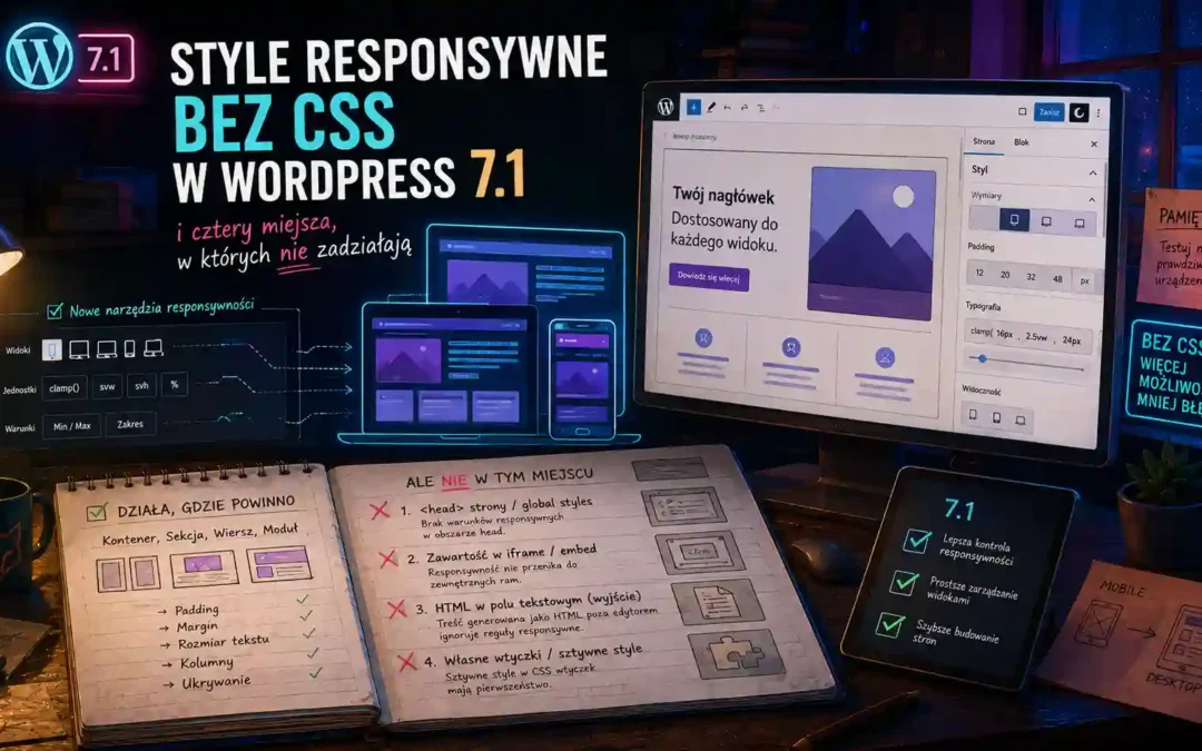 Style responsywne bez CSS w WordPress 7.1 — i cztery miejsca, w których nie zadziałają