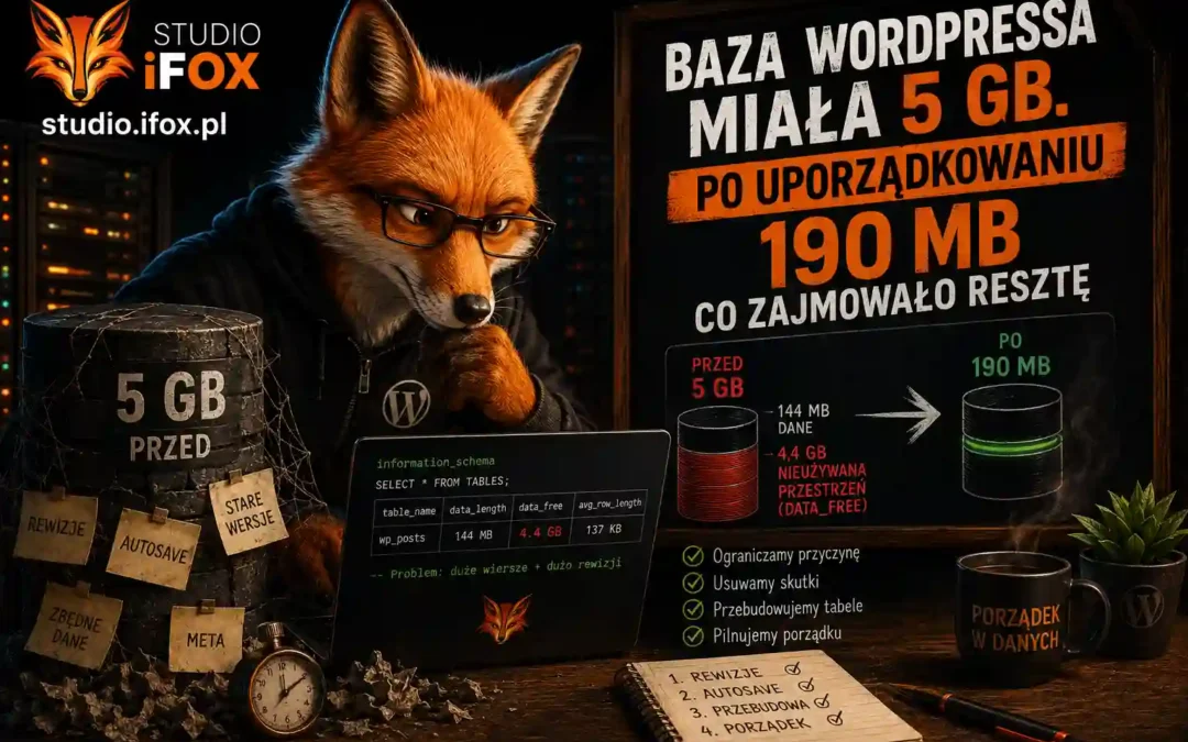 Baza WordPressa miała 5 GB. Po uporządkowaniu 190 MB — co zajmowało resztę