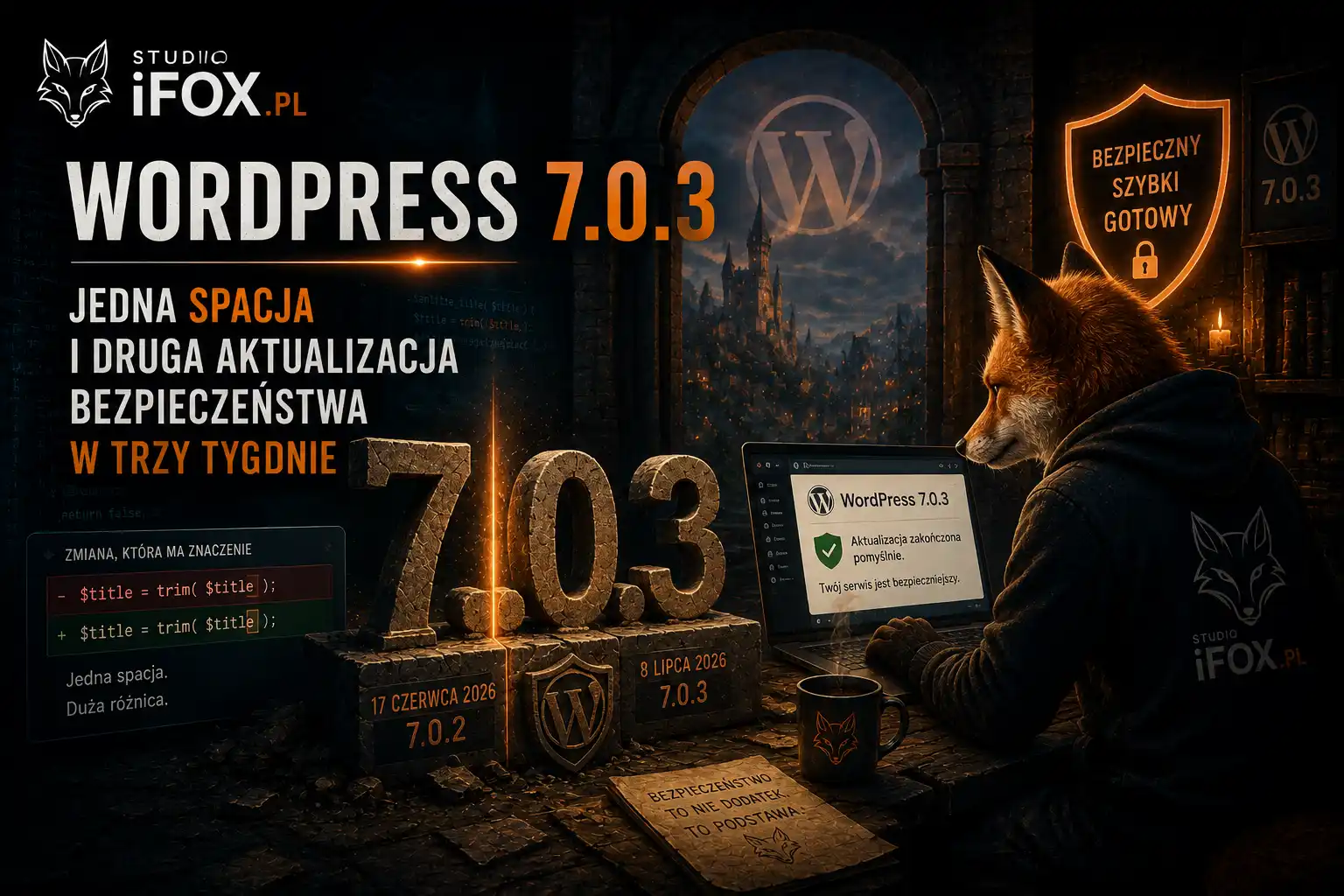 WordPress 7.0.3 — jedna spacja i druga aktualizacja bezpieczeństwa w trzy tygodnie WordPress 7.0.3 — jedna spacja i druga aktualizacja bezpieczeństwa w trzy tygodnie